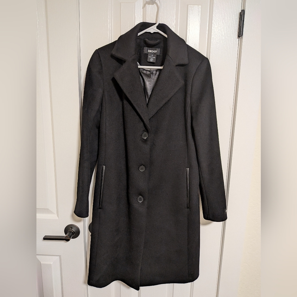 DKNY Women's Elegant Black Trench Coat